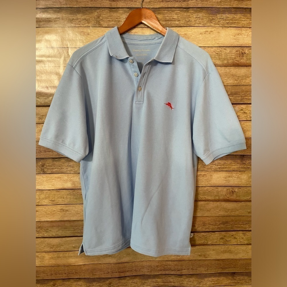 Tommy Bahama Polo Shirt Short Sleeve Red Solid Marlin Logo Men Size: Large